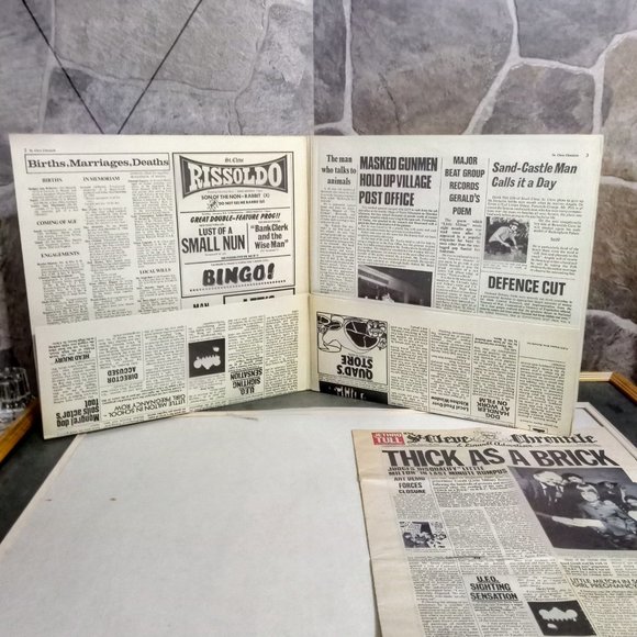 Framed Jethro Tull Thick As A Brick LP St Cleve Chronicle Newspaper Bundle - Picture 5 of 8